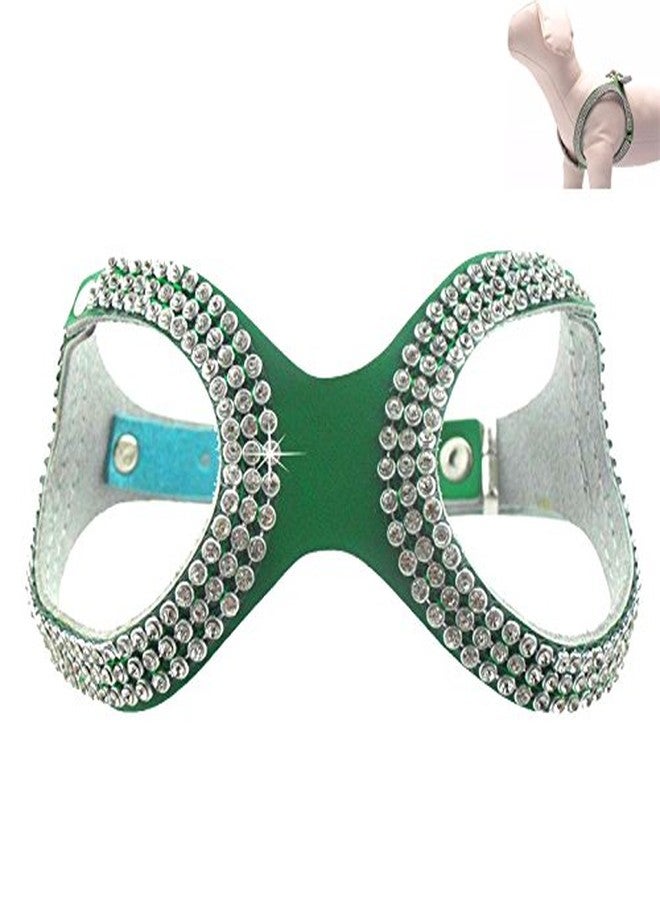 فوتابا حزام جلدي مرصع بأحجار الراين من فوتابا للحيوانات الأليفة للكلاب الصغيرة - كبير - أخضر - Image 1